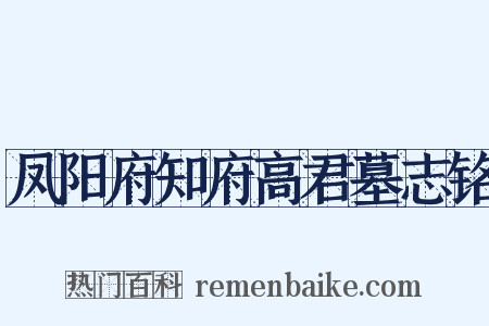 凤阳府知府高君墓志铭是什么意思的图片